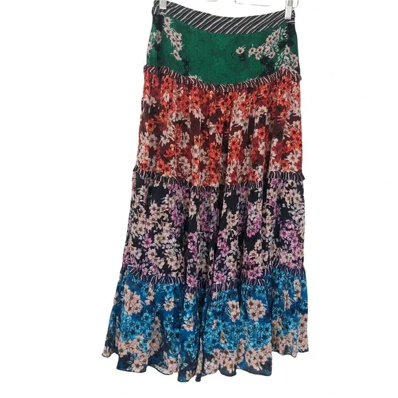 NWT Anthropologie Bhanuni by Jyoti Anarosa Tiered Maxi Skirt Floral Boho 4 $158 - Picture 11 of 12